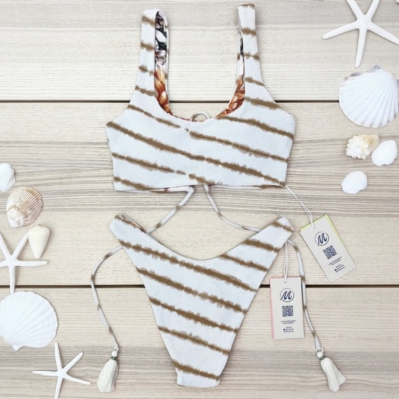 NWT Maaji 4-Way Reversible Bikini Set | Ocean Waves Guinea Top + Sublime Bottom - Picture 4 of 9